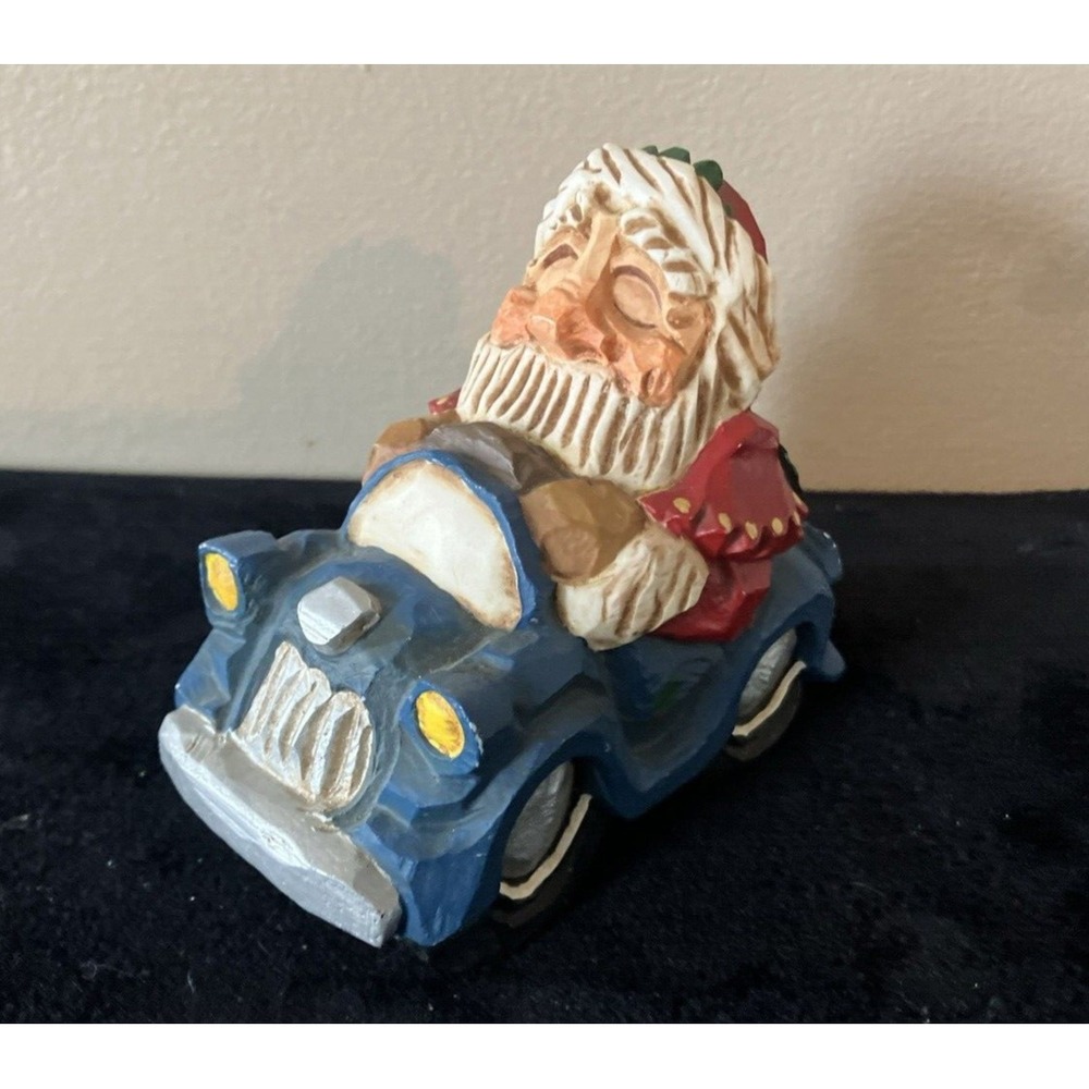 1997 David Frykman Studio Portfolio SANTA IN BLUE CAR Figurine - DF1074